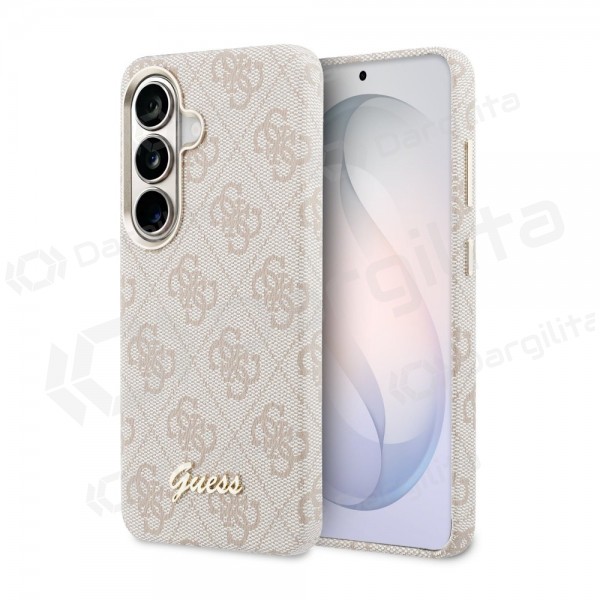 Samsung Galaxy S26 dėklas "Guess PU 4G Script Metal Logo Magnetic" (rožinis)