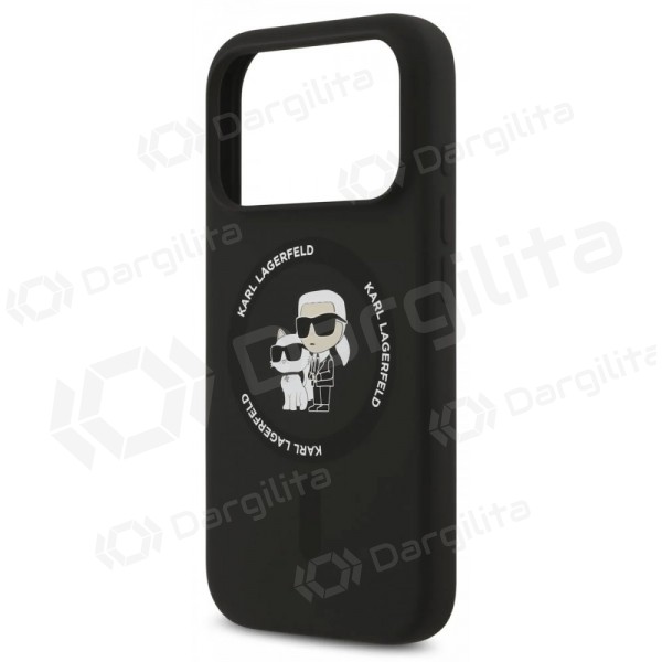 Apple iPhone 17 Pro dėklas "Karl Lagerfeld Liquid Silicone Karl and Choupette MagSafe" (juodas)