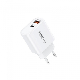 Telefono įkroviklis Remax RP-U120 20 W USB-C + USB-A baltas