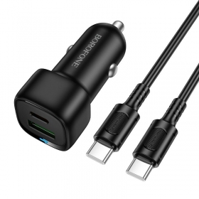 Automobilinis įkroviklis Borofone BZ34B 38 W USB-C + USB-A PD QC juodas