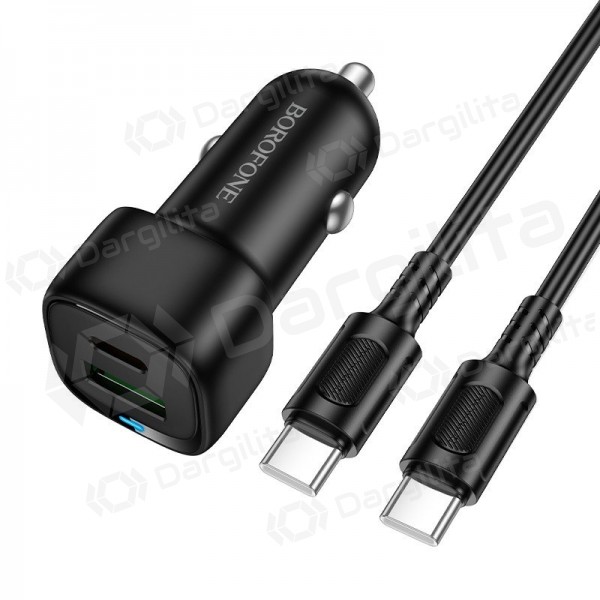 Automobilinis įkroviklis Borofone BZ34B 38 W USB-C + USB-A PD QC juodas