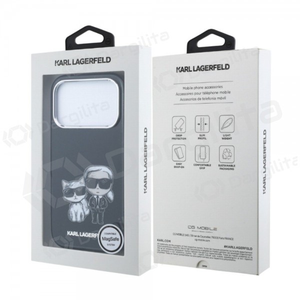 Apple iPhone 18 Pro dėklas "Karl Lagerfeld PU Semi Wrap Smooth Sketch Bodies MagSafe" (juodas)
