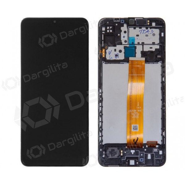 Samsung M127 Galaxy M12 2021 ekranas (juodas) (su rėmeliu) (service pack) (originalus)