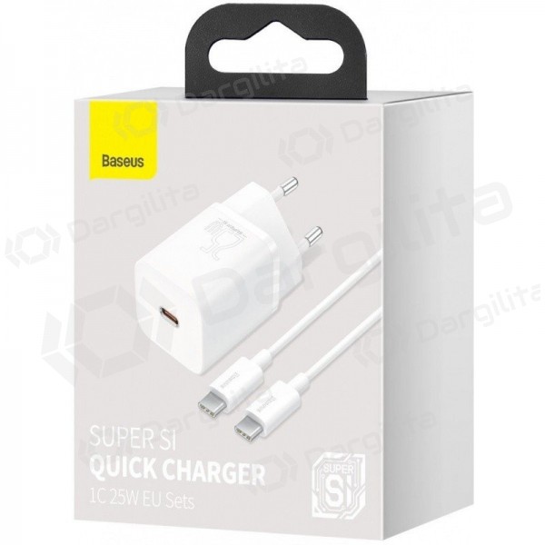 Telefono įkroviklis Baseus Super Si 25 W USB-C PD baltas