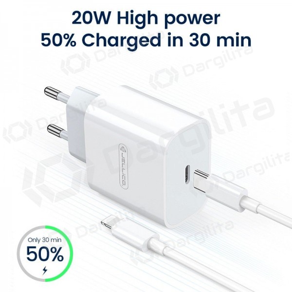 Telefono įkroviklis Jellico AK180 20 W USB-C PD Lightning baltas