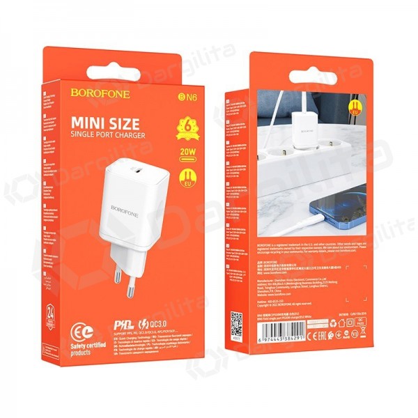 Telefono įkroviklis Borofone BN6 20 W USB-C baltas