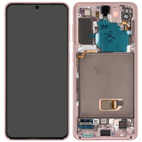 Samsung Galaxy S21 5G ekranas (rožinis) (su rėmeliu) (originalus)