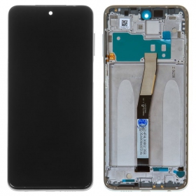 Xiaomi Redmi Note 9 Pro ekranas (baltas) (su rėmeliu) (service pack) (originalus)