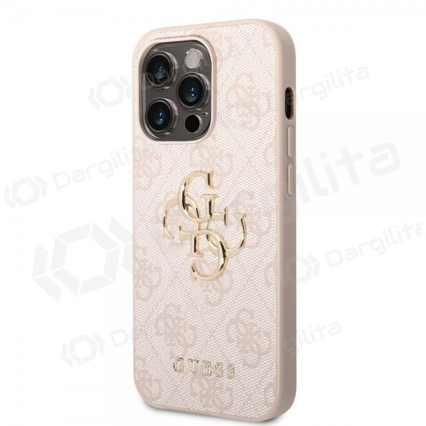 Apple iPhone 14 Pro Max dėklas "Guess PU 4G Metal Logo" (rožinis)