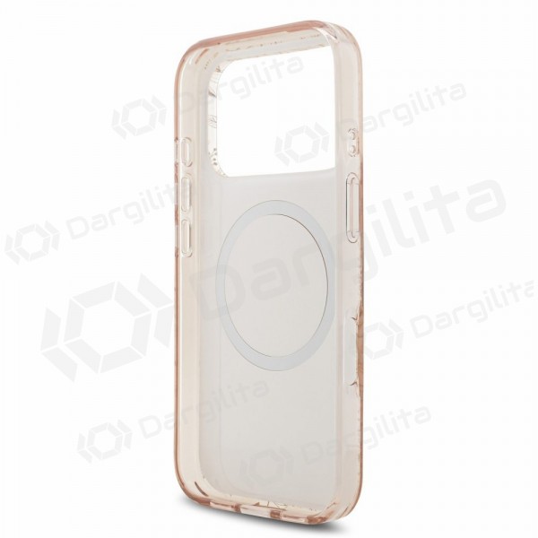 Apple iPhone 18 Pro dėklas "Guess IML Flowers Allover Strap MagSafe" (rožinis)
