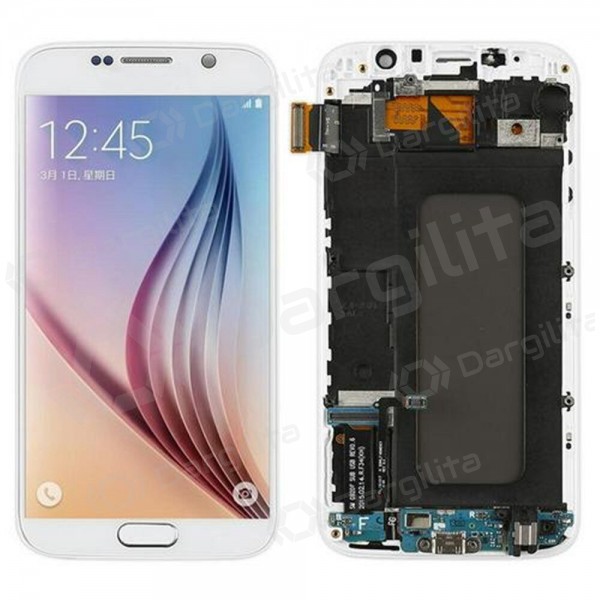 Samsung G920F Galaxy S6 ekranas (baltas) (naudotas grade A, originalus)