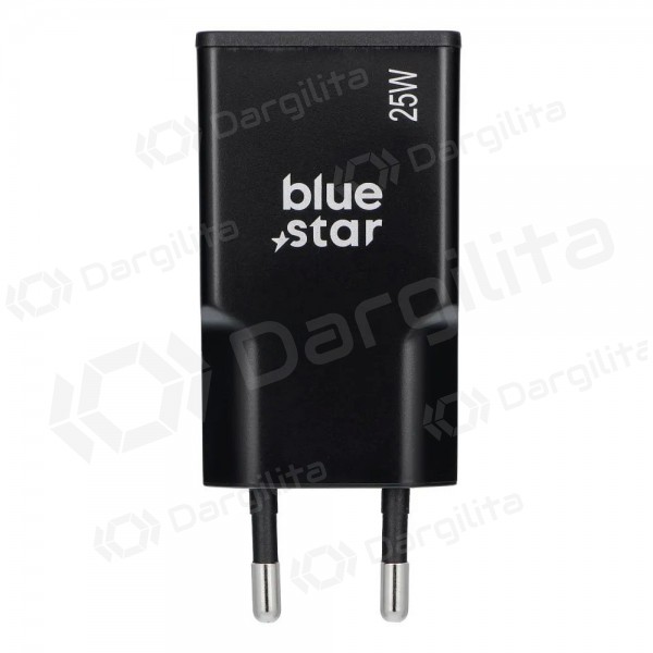 Telefono įkroviklis Blue Star Slim 25 W GaN USB-C + USB-A juodas