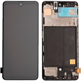 Samsung Galaxy A51 ekranas (juodas) (su rėmeliu) (OLED)