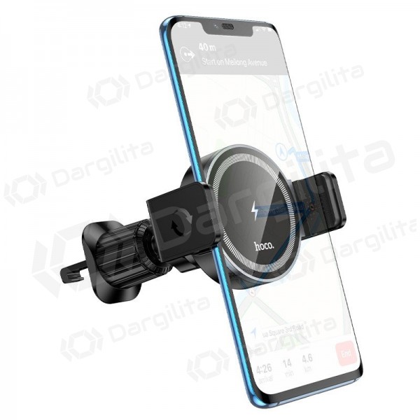 Automobilinis telefono laikiklis su belaidžiu įkrovimu Hoco HW35 MagSafe 15 W į ventiliacijos groteles