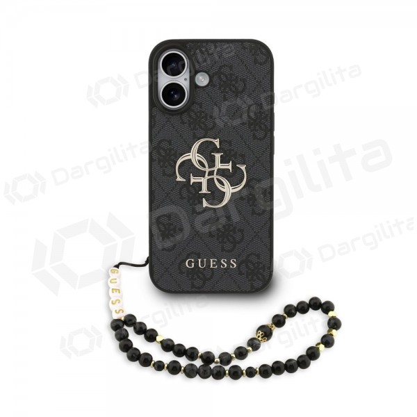 Apple iPhone 17 dėklas "Guess PU 4G Metal Logo Strap" (juodas)