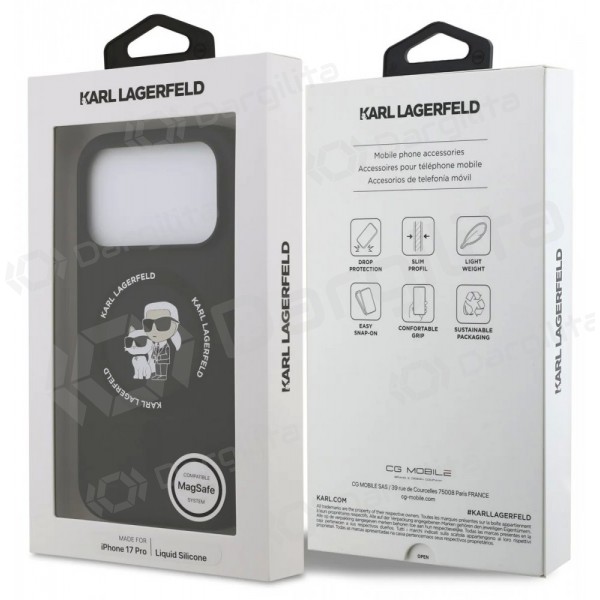 Apple iPhone 17 Pro dėklas "Karl Lagerfeld Liquid Silicone Karl and Choupette MagSafe" (juodas)