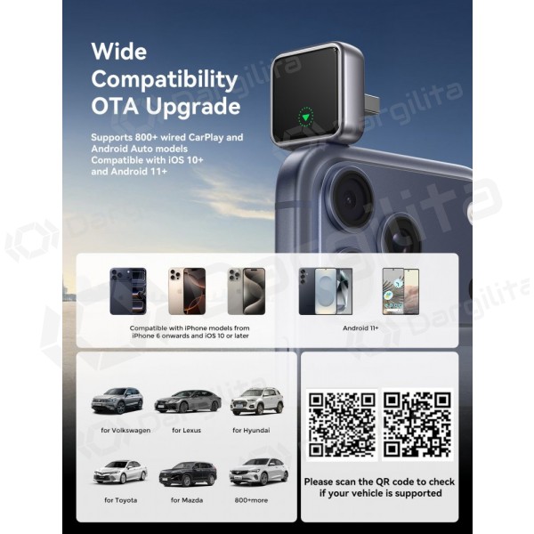 Belaidis CarPlay / Android Auto adapteris Joyroom JR-CP3 juodas