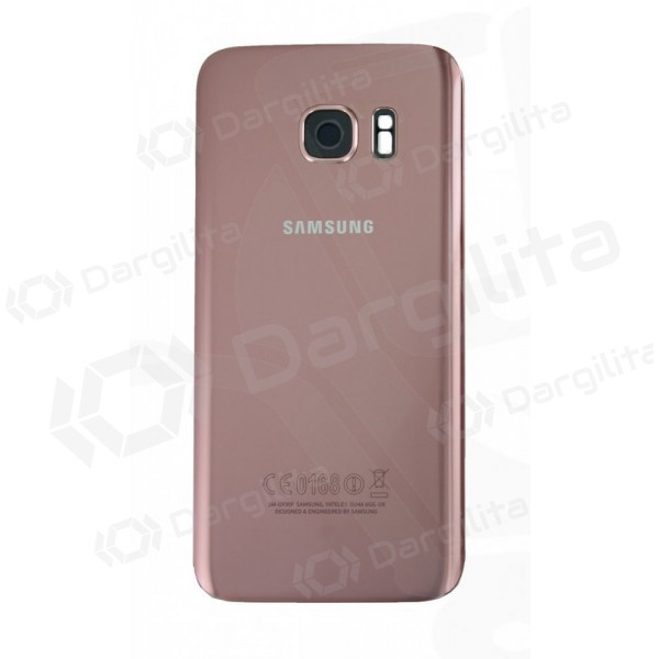 Samsung G930F Galaxy S7 galinis baterijos dangtelis rožinis (rose pink) (naudotas grade A, originalus)