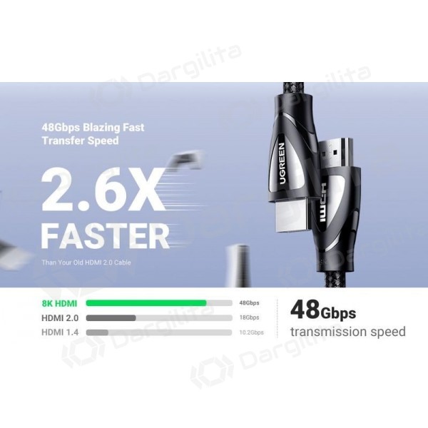 HDMI laidas Ugreen HD140 HDMI 2.1 2 m juodas