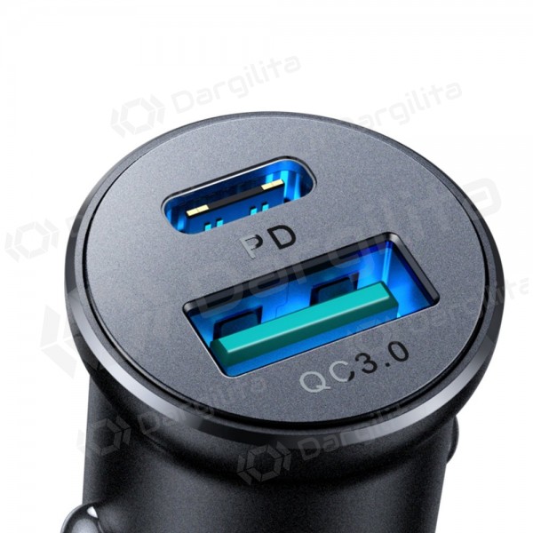 Automobilinis įkroviklis Joyroom JR-CCN05 30 W USB-C + USB-A juodas