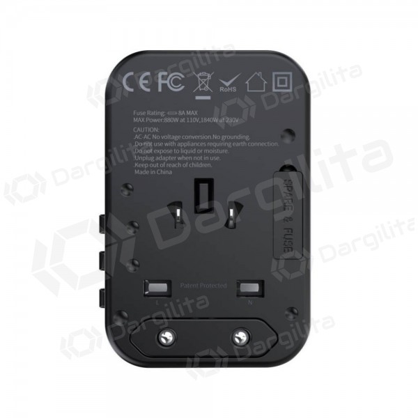 Telefono įkroviklis Choetech PD5009 65 W 2xUSB-C + USB-A PD GaN juodas