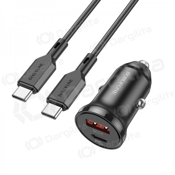 Įkroviklis automobilinis Borofone BZ18A USB-A/Type-C PD20W+QC3.0 + Type-C (juodas)