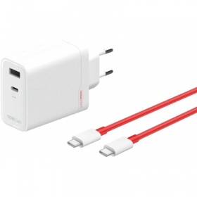 Telefono įkroviklis OnePlus SuperVOOC 120 W USB-C + USB-A GaN PD QC PPS baltas