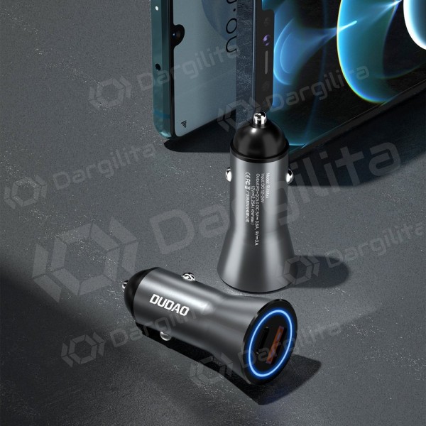 Automobilinis telefono įkroviklis Dudao R4Max 55 W USB-C + USB-A pilkas