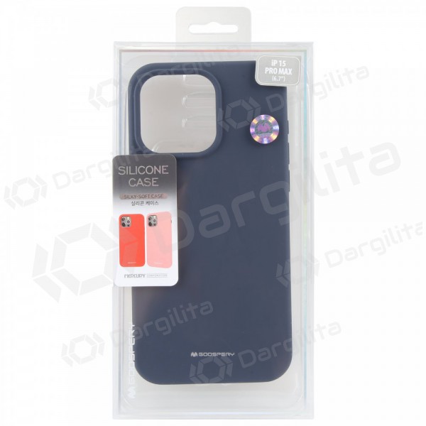Apple iPhone 15 Pro Max dėklas Mercury Goospery "Silicone Case" (tamsiai mėlynas)