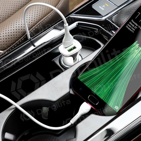 Įkroviklis automobilinis Hoco Z31 Quick Charge 3.0 (3.4A) x 2 USB + microUSB (baltas)