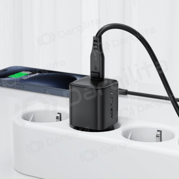 Telefono įkroviklis Acefast A117 20 W USB-C PD QC GaN juodas
