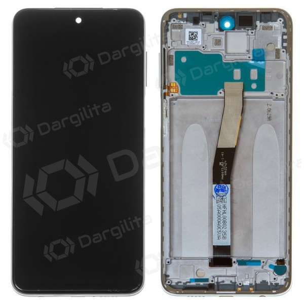 Xiaomi Redmi Note 9S ekranas (baltas) (su rėmeliu) (originalus)