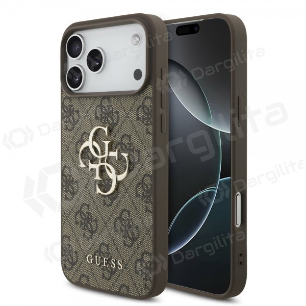 Apple iPhone 17 Pro Max dėklas "Guess PU 4G Metal Logo" (rudas)