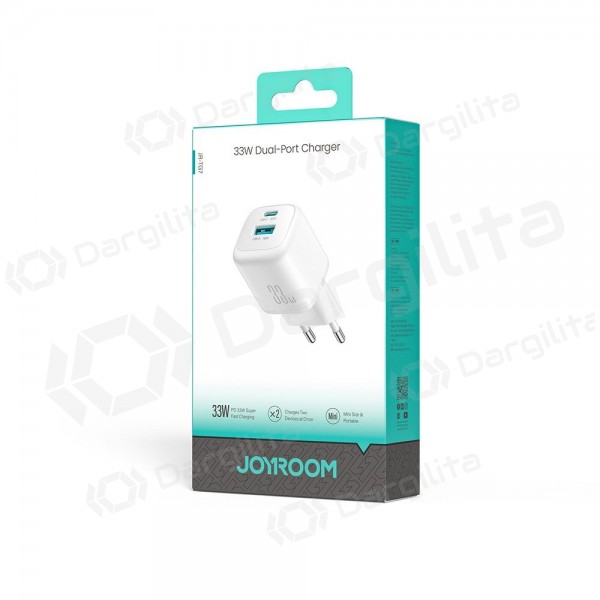 Telefono įkroviklis Joyroom JR-TG7 33 W USB-C + USB-A PD QC PPS baltas