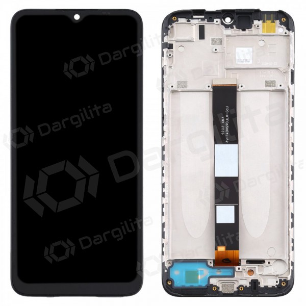 Xiaomi Redmi 9A ekranas (juodas) (su rėmeliu) (service pack) (originalus)