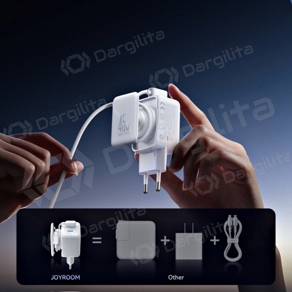 Telefono įkroviklis Joyroom JR-TCL05 45 W 2xUSB-C GaN PPS baltas
