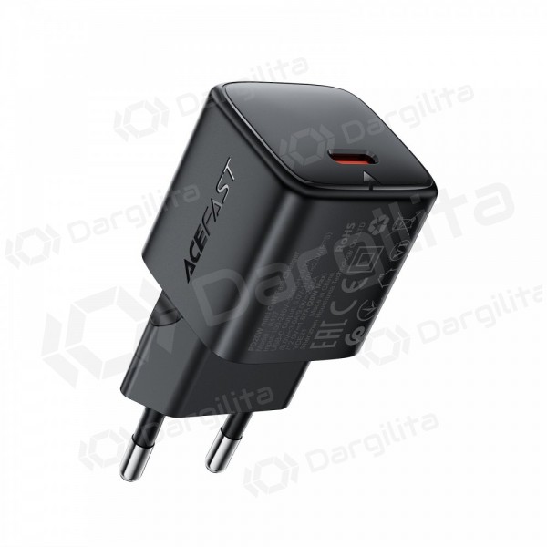 Telefono įkroviklis Acefast A117 20 W USB-C PD QC GaN juodas