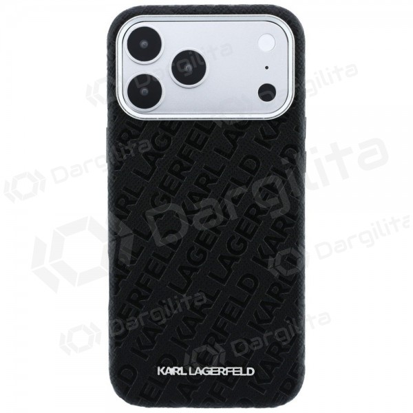 Apple iPhone 18 Pro dėklas "Karl Lagerfeld PU Grained Allover Semi Wrap MagSafe" (juodas)