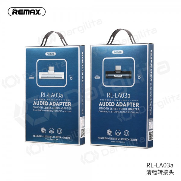 Adapteris Remax RL-LA03a iš Type-C į Type-C + 3,5mm (juodas)