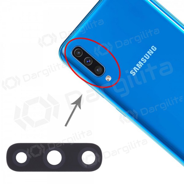 Samsung A505 Galaxy A50 2019 / A705 Galaxy A70 2019 kameros stikliukas (juodas)