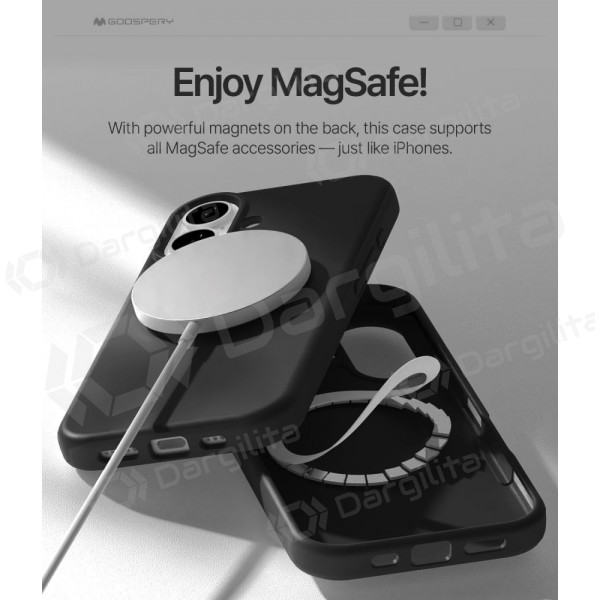 Apple iPhone 17 dėklas Mercury "Pure Magsafe Silicon Case" juodas