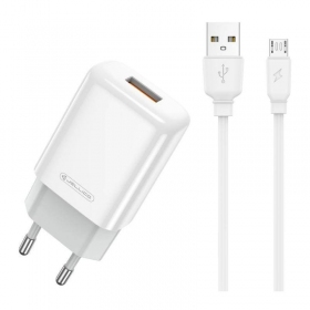 Telefono įkroviklis Jellico EU01 12 W USB-A + USB-A microUSB baltas