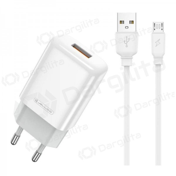 Telefono įkroviklis Jellico EU01 12 W USB-A + USB-A microUSB baltas