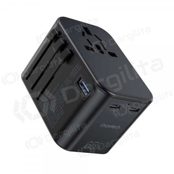 Telefono įkroviklis Choetech PD5009 65 W 2xUSB-C + USB-A PD GaN juodas