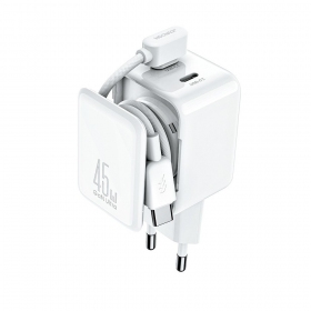 Telefono įkroviklis Joyroom JR-TCL05 45 W 2xUSB-C GaN PPS baltas