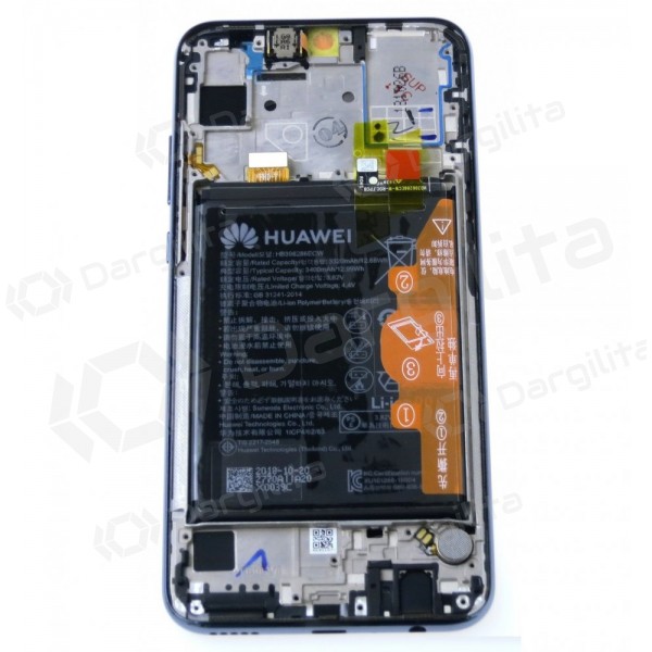 Huawei Honor 10 Lite ekranas (juodas) (su rėmeliu ir baterija) (service pack) (originalus)