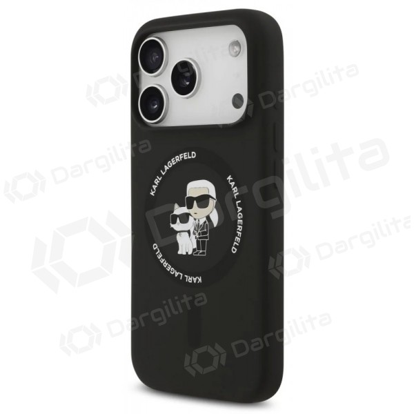 Apple iPhone 17 Pro dėklas "Karl Lagerfeld Liquid Silicone Karl and Choupette MagSafe" (juodas)