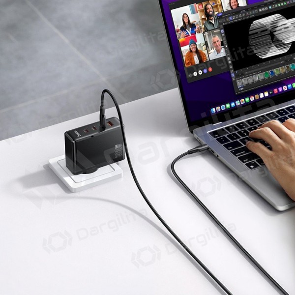 Telefono įkroviklis Hoco N85 100 W 3x USB-C + USB-A juodas