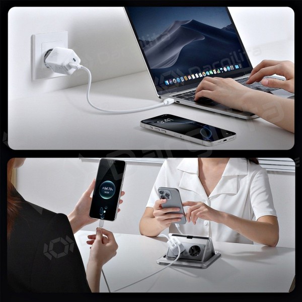 Telefono įkroviklis Joyroom JR-TCL05 45 W 2xUSB-C GaN PPS baltas