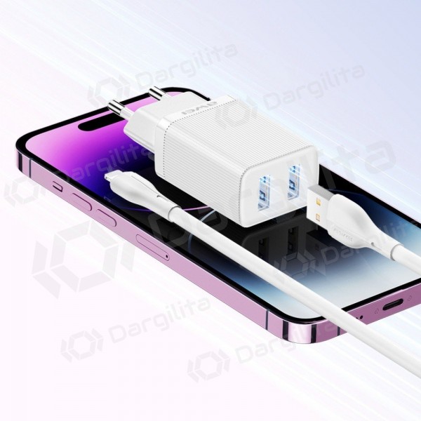 Telefono įkroviklis Awei C15L-EU 10 W 2xUSB-A Lightning baltas